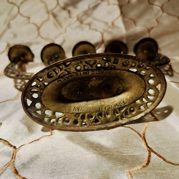 Vintage Sabbat Five Candle Brass & Enamel Candelabra made in Israel - Picture 10 of 10